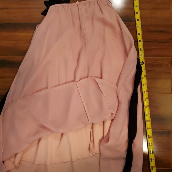 Girls Peach Dress Size 10 Chiffon Sleeveless Straps Black Beaded Flower KIDDO - Picture 9 of 9